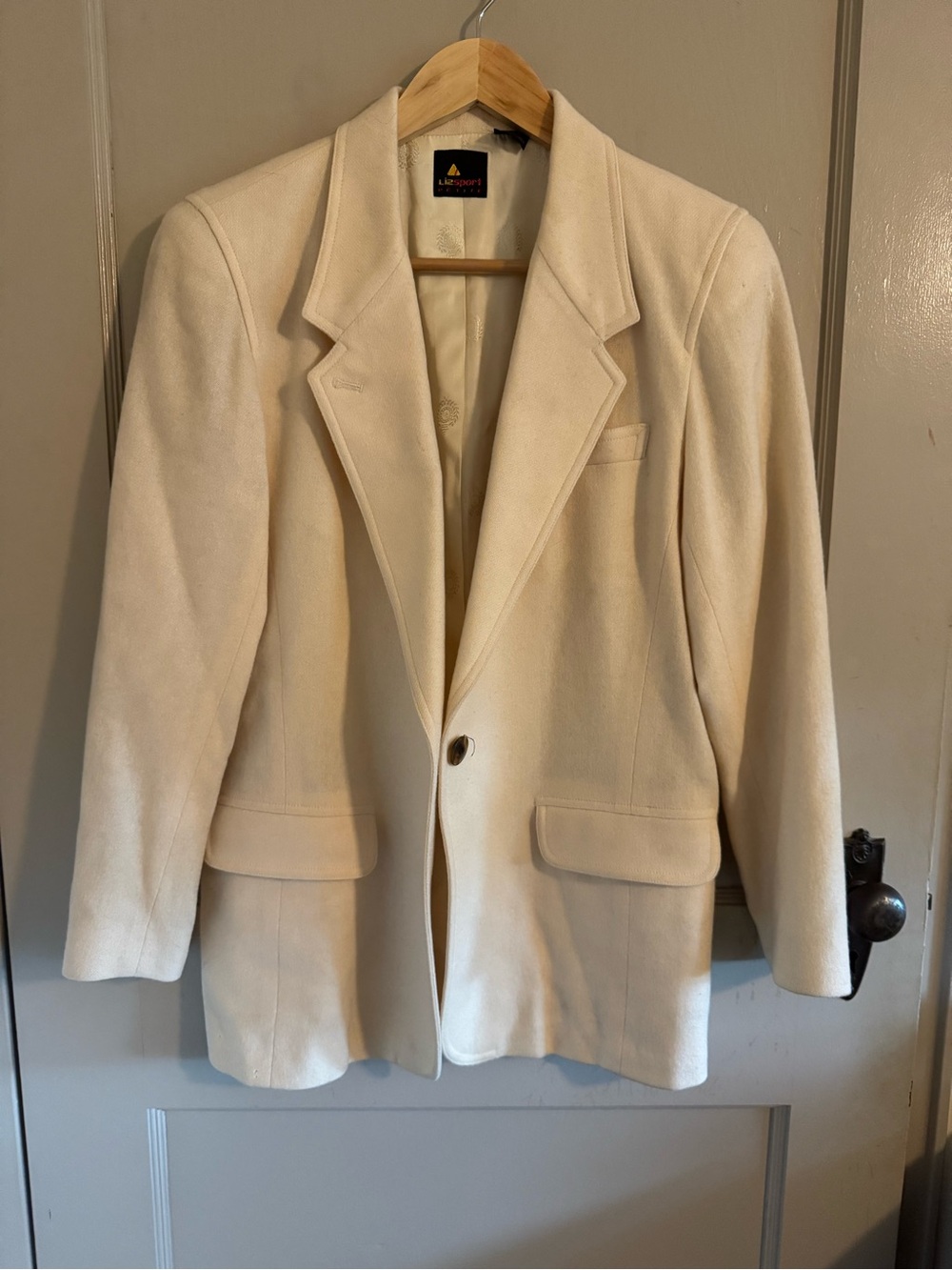 Liz Claiborne Cream Single-Button Wool Blazer Jacket